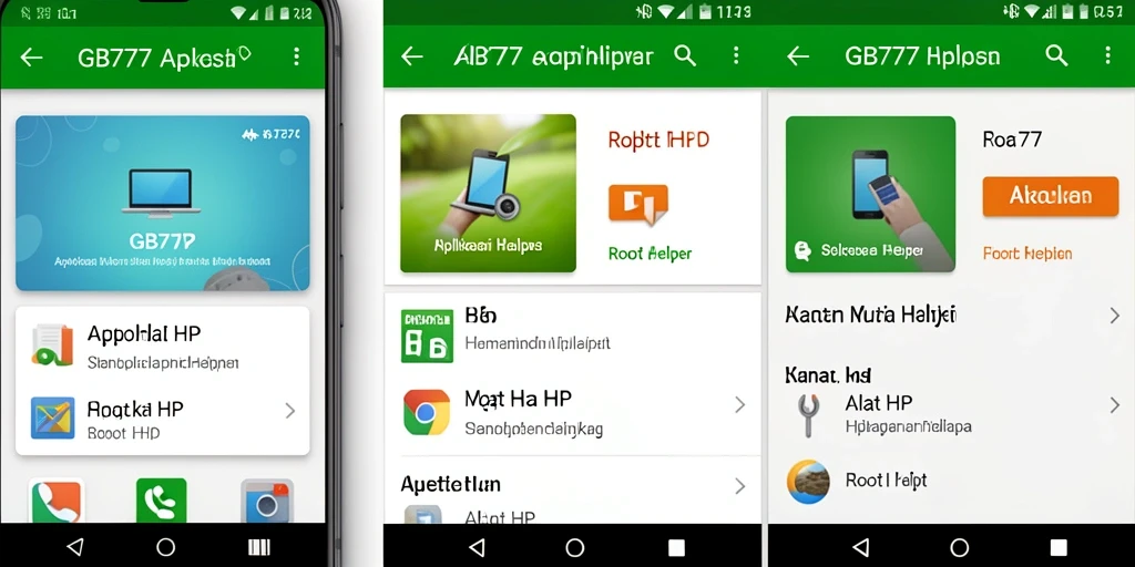 Tampilan antarmuka GB777 sebagai Root Helper yang sederhana dan intuitif.
