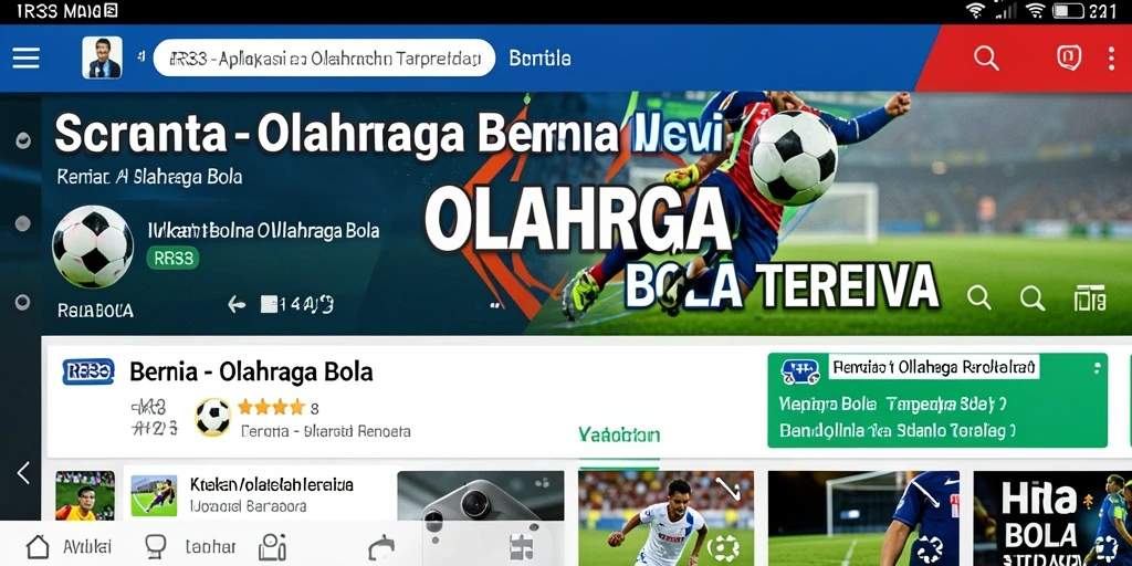 Tampilan antarmuka utama RR33 dengan berita olahraga bola.